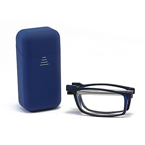 KoKoBin Pieghevole Anti Luce Blu Occhiali da Lettura Per uomo e donna con fionda specchio telescopico gambe con una scatola portatile Per viaggiare (blu, 2.0)