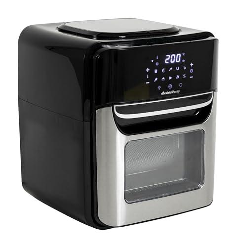 Melchioni Family | Friggitrice ad Aria Smart VIRGINIA, Capacità 12L, Timer 1/90 minuti, con Wifi Compatibile con Google e Alexa, Air Fryer Multiprogramma con App, 80-200°C, 1700 W, Colore Nero