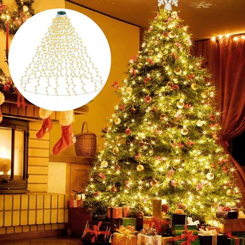 Qutava Luci Albero Natale, Catene Luminose per Natalizie 2M*16 400LEDs Luci Stringa, 8 Modalità Bianco Caldo, Luci Natale Fata Filo di Rame Luci, per Interni Esterni Camera da Letto, Festa, Giardino Natale