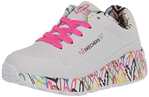 Skechers Uno Lite Lovely Luv, Scarpe da Ginnastica Bambine e Ragazze, Bianca White Synthetic H Pink Trim, 37 EU