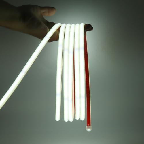 XUNATA Striscia LED COB 220V con Adesivo, Alta Luminosità 240 LED/m, IP65 Impermeabile, Taglio 10cm, Luce Flessibile con Alimentazione (Bianco Freddo, 3 Metri)