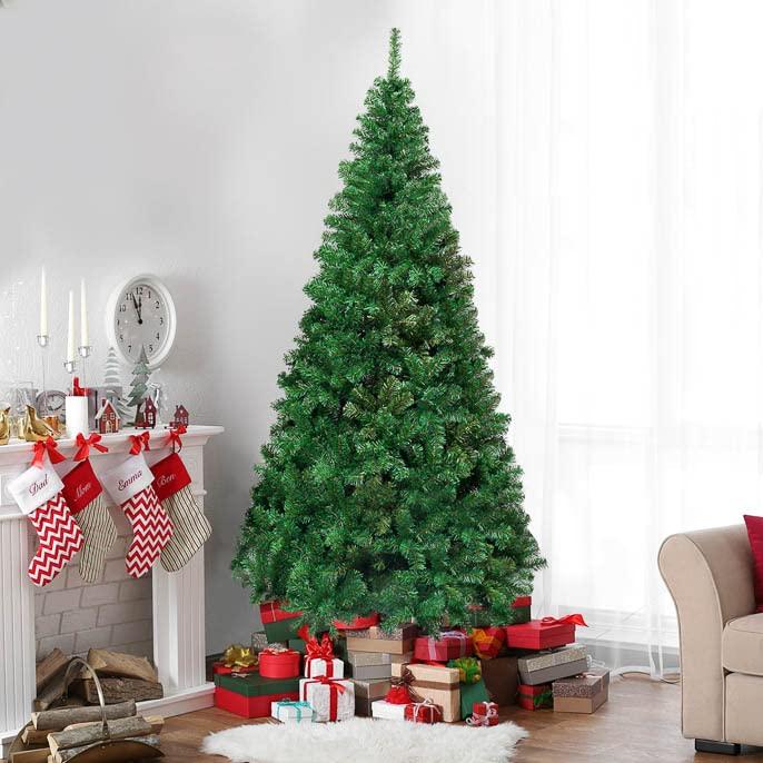 COSTWAY Albero di Natale Artificiale 210 CM con Base in Metallo e 950 Rami