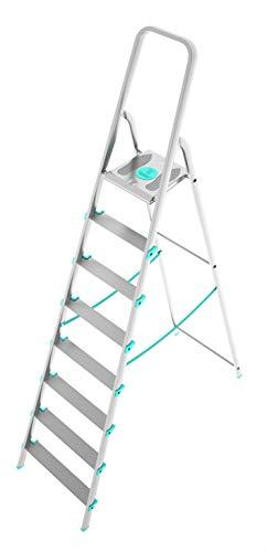 Scala in Alluminio Colombo 8 Gradini Portata 150 Kg Art. S107A08W Silver