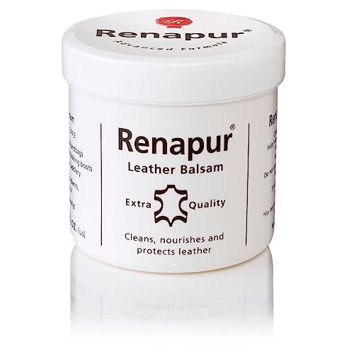 Renapur Balsamo per Cuoio, Balsamo Naturale, Balsamo e Restauratore (+ Spugna Applicatrice) - Protettore per Divani in Pelle, Mobili, Scarpe, Borse, Seggiolini Auto, Selleria e Finimenti