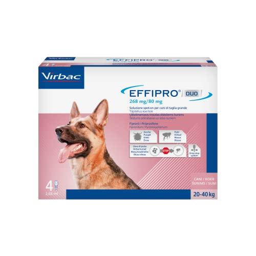 Virbac Effipro Duo Spot-on per Cani di Taglia Grande 20-40 kg - Confezione da 4 Pipette