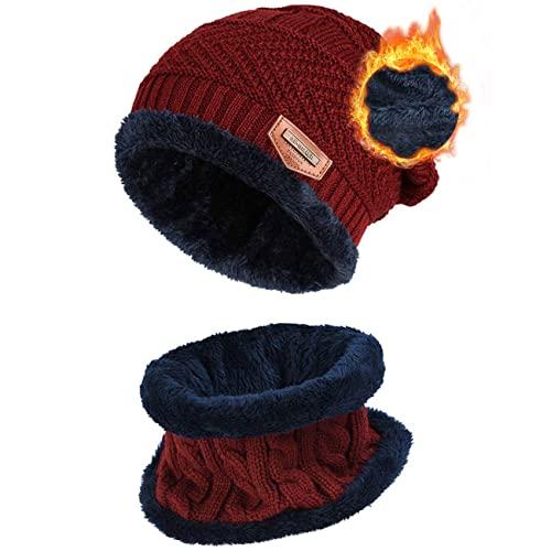 Petrunup Cappello Sciarpa e Guanti Touch Screen Uomo Invernali Berretto in Maglia con Sciarpa Beanie Collo Della Ciarpa 3/2 Pezzi per Uomo Donna