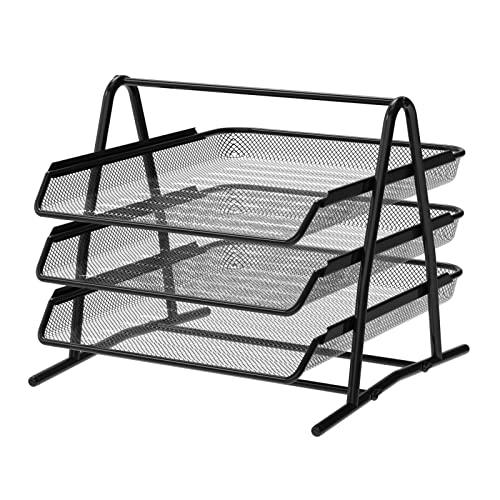 Detectalia Vassoio Organizzatore per Scrivania e Documenti 3 Livelli Nero