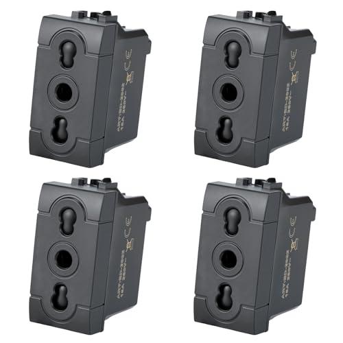 Voltix 4 Pezzi Presa Bipasso Bivalente 2P+T 10/16A - Nero