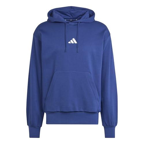 adidas Uomo Essentials FEELCOZY Fleece Hoodie Blu Scuro/Bianco