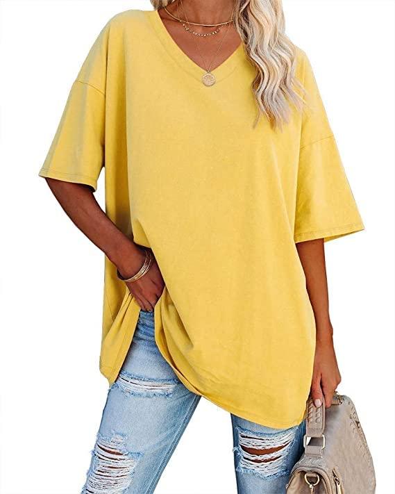 Ebifin Maglietta Oversize da Donna - Giallo - XXL