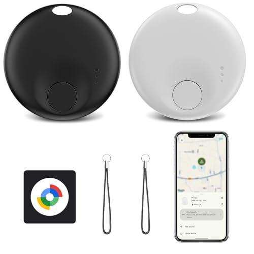 Smart Tracker Tag Android Compatibile con Google Funzioni Trova - Set da 2 (Nero e Bianco)