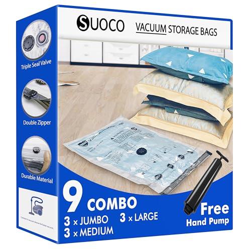 SUOCO Sacchi Sottovuoto con Pompa Manuale - Set Completo per Organizzazione Domestica e Viaggio