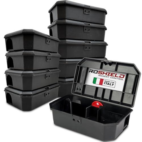 Roshield - Set di 10 scatole nere per esche per topi