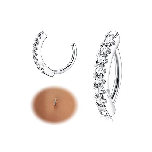 KRFY 14G Anello Ombelico Argento 925 Zirconia Cubica