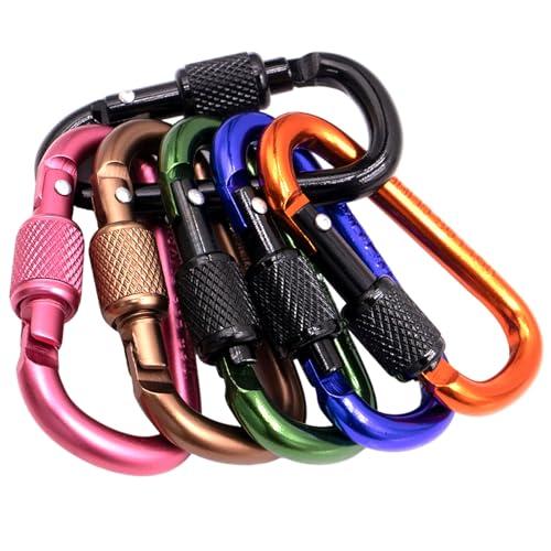 Primasage Moschettoni in Alluminio a D con Ghiera, Set da 10, 57mm