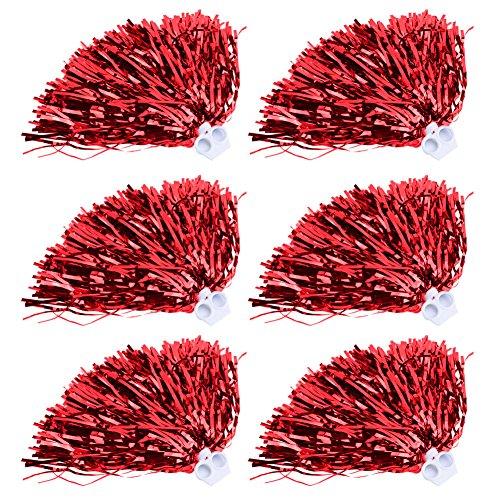 BORDSTRACT Pompon da Cheerleader Rossi Metallizzati - Set da 6