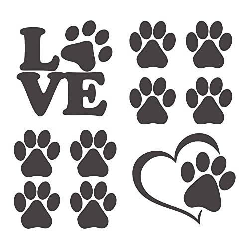 Confezione Adesivi Zampe Cane, Cuore e Love - 10 Pezzi - Made in Italy