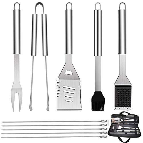 GQC Kit Attrezzi Barbecue 10 Pezzi in Acciaio Inossidabile con Borsa