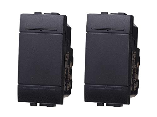 2 Pezzi Interruttore Unipolare 1P 1M 16A Compatibile con Bticino Living Light - Nero