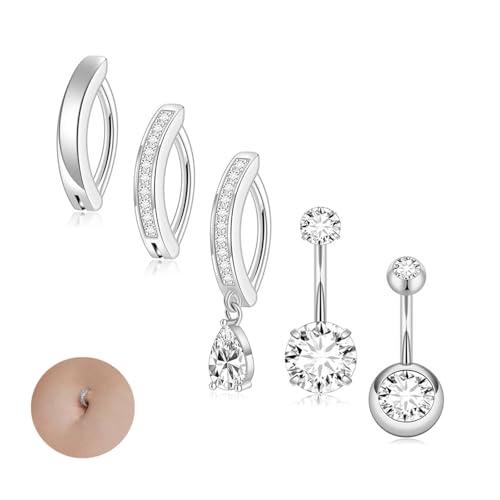Piercing Ombelico, 5 Pezzi Acciaio Chirurgico 316L con Pendenti Assortiti