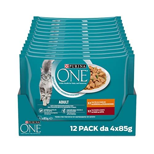 PURINA ONE Cibo Umido per Gatti Adulti Filettini con Pollo e Fagiolini, Manzo e Carote