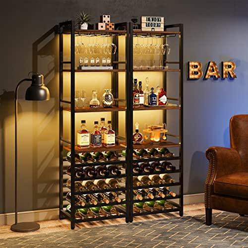 Tribesigns Set di 2 Portabottiglie da Terra con Portabicchiere