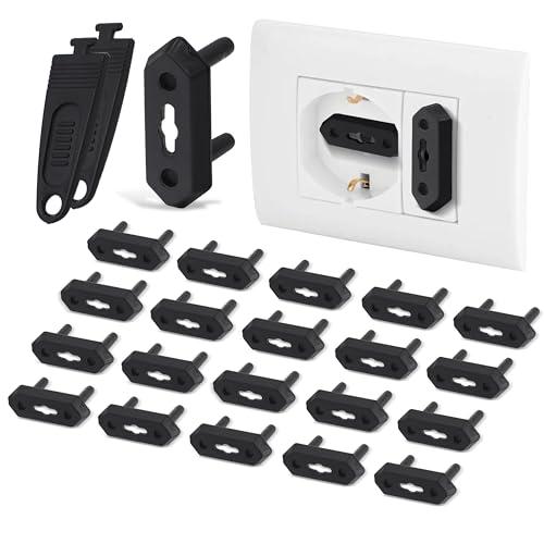 MiniHugs - Set 20 Copriprese per Bambini Universali + 2 Chiavi - Tappi copri prese corrente bambini
