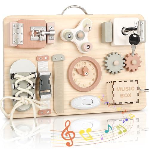 Joyreal Pannello Sensoriale Montessori in Legno con Carillon e Specchio