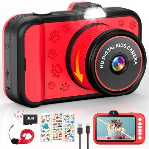 Fotocamera per Bambini con Obiettivo Rotante a 360° e Zoom 10x