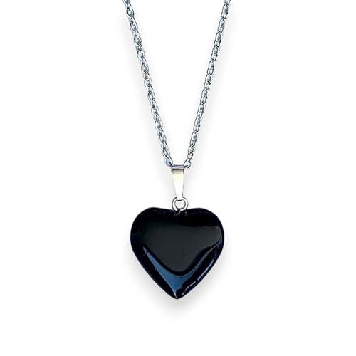 Collana con Ciondolo a Cuore in Ossidiana Nera