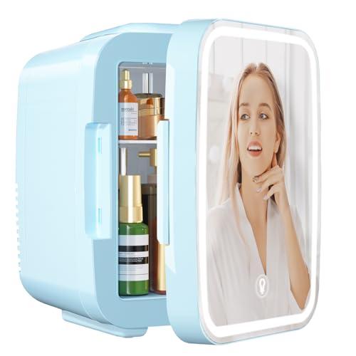 YASHE Mini Frigorifero Skincare con Specchio LED Blu