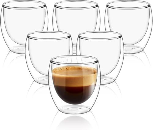Set 6 Tazzine da Caffè in Vetro Termico a Doppia Parete (80ml)