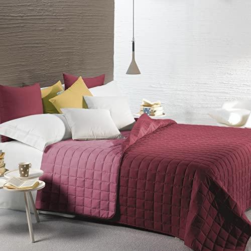 Copriletto Trapuntato Singolo Caleffi Modern Tinta Unita Bordeaux