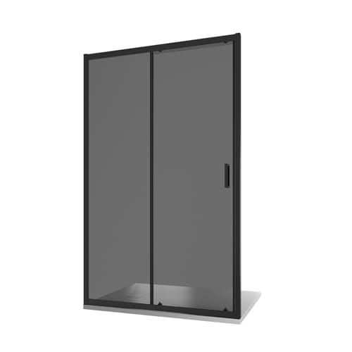 Box Doccia Nicchia 140cm Scorrevole Fumé Nero Opaco Tonga