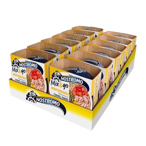 Nostromo Mix&Go Mediterraneo - Piatto Pronto con Tonno, Farro e Capperi - 12x190g
