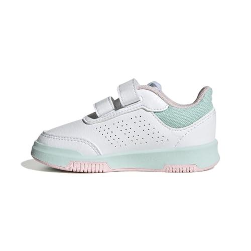 Adidas Tensaur Hook And Loop Scarpe da Ginnastica Unisex - Bimbi 0-24, Bianco/Aqua/Rosa, Taglia 24 EU