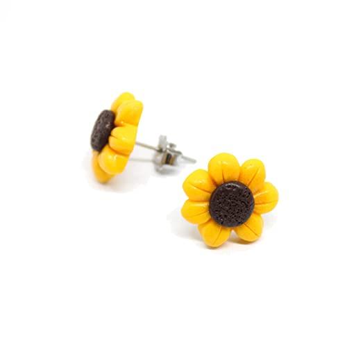 Orecchini a lobo con girasole fatti a mano