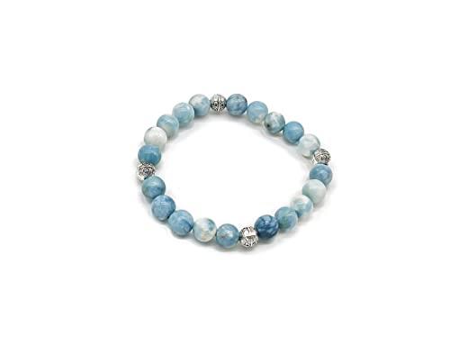 Bracciale Azteco Unisex in Larimar con Sfere in Metallo
