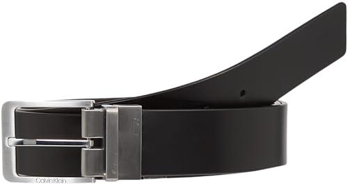 Calvin Klein Uomo Cintura Fibbia Quadrata in Pelle, Marrone (Black/Brown), 125 cm