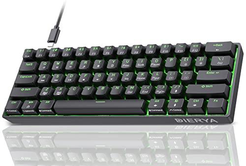 Dierya DK61SE Tastiera da Gaming Meccanica al 60% con Interruttori Meccanici Tattili, Luce Verde