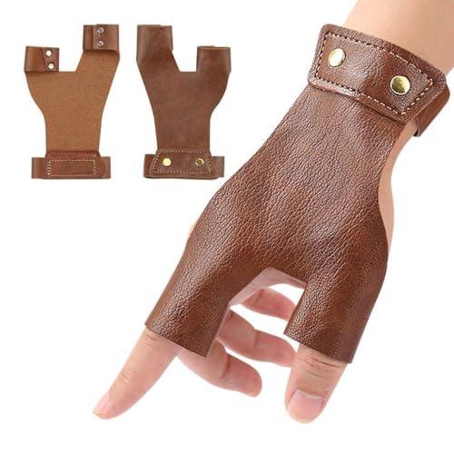 DOKRIN Guanti da Tiro con l'Arco in Similpelle a Due Dita