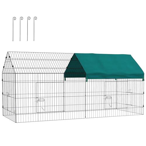 PawHut Gabbia per Conigli da Esterno e Interno 220x85x103cm Verde