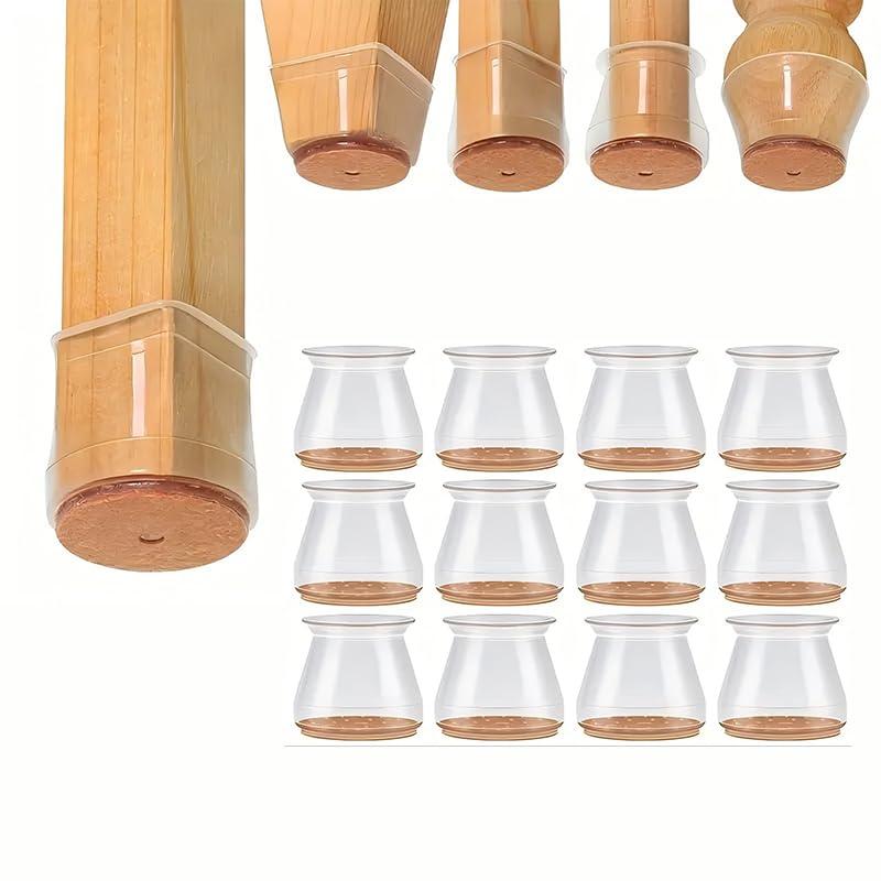 Protezioni Pavimento per Gambe Sedia in Silicone con Feltro (24 pezzi)