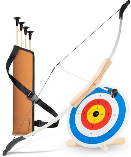 BOWRILLA® Set Arco e Frecce per Bambini con Bersaglio in Legno