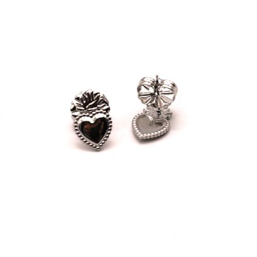 Orecchini a lobo cuore sacro - Orecchini bottoncino - Sacro cuore - Orecchini anallergico cuore sacro