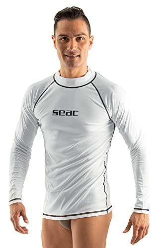 Seac T-Sun Long Man, Maglia protettiva Rash Guard per snorkeling e nuoto anti UV, bianca, XXL