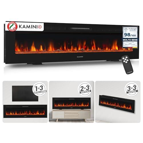 KAMINIO Camino elettrico MARLON 70 pollici - 3-in-1 con Riscaldamento ed Effetto Fiamma 3D