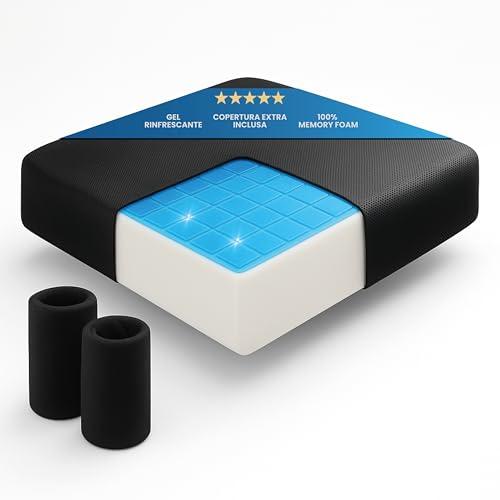 DaymandCare® | Cuscino in memory foam e gel rinfrescante PREMIUM 2 fodere incluse | Cuscini per Sedie Ergonomico | Cuscino sedia ufficio : Comfort durante i lunghi periodi di utilizzo