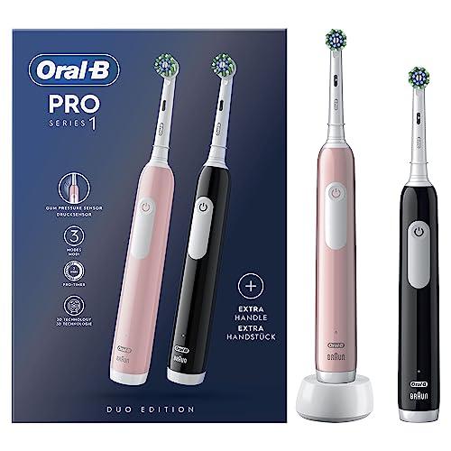 Oral-B Spazzolino Elettrico Ricaricabile Pro Series 1 Rosa e Nero con 2 Testine di Ricambio. 2 Spazzolini
