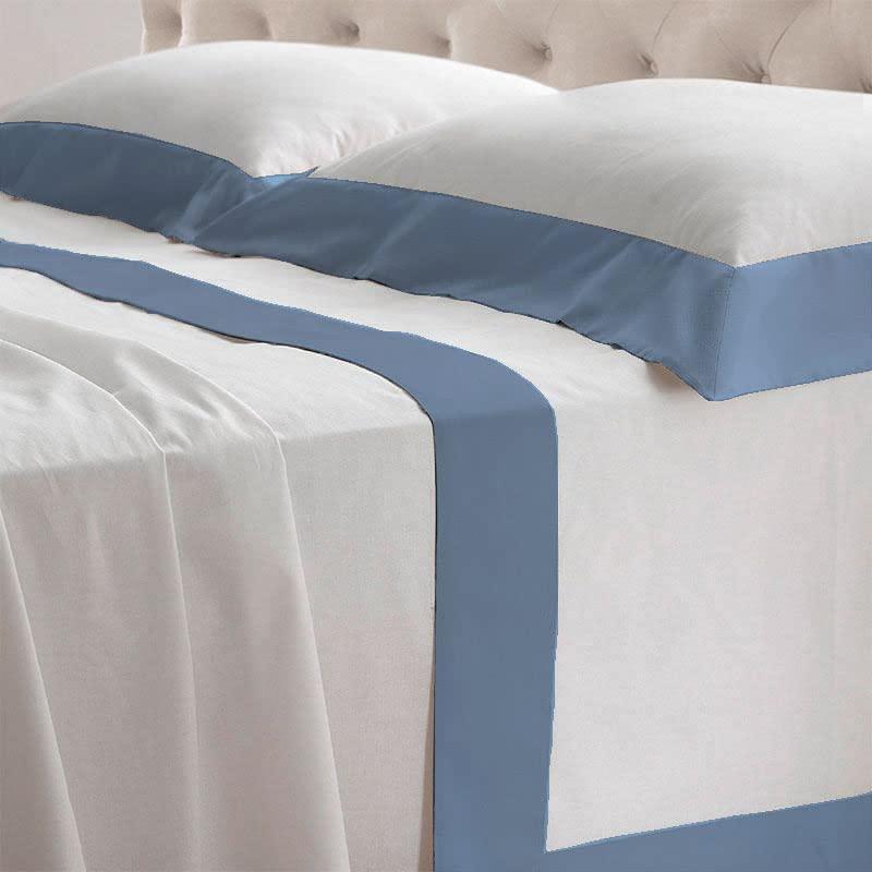 Lisola Set Completo Lenzuola Letto Singolo, Cotone e Raso, Diamante, Azzurro